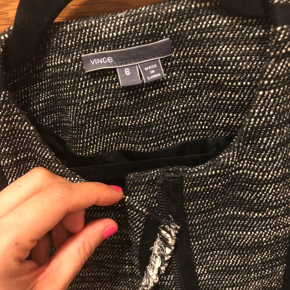 Vince boucle jacket with fringe and leather trim - Picture 5 of 5